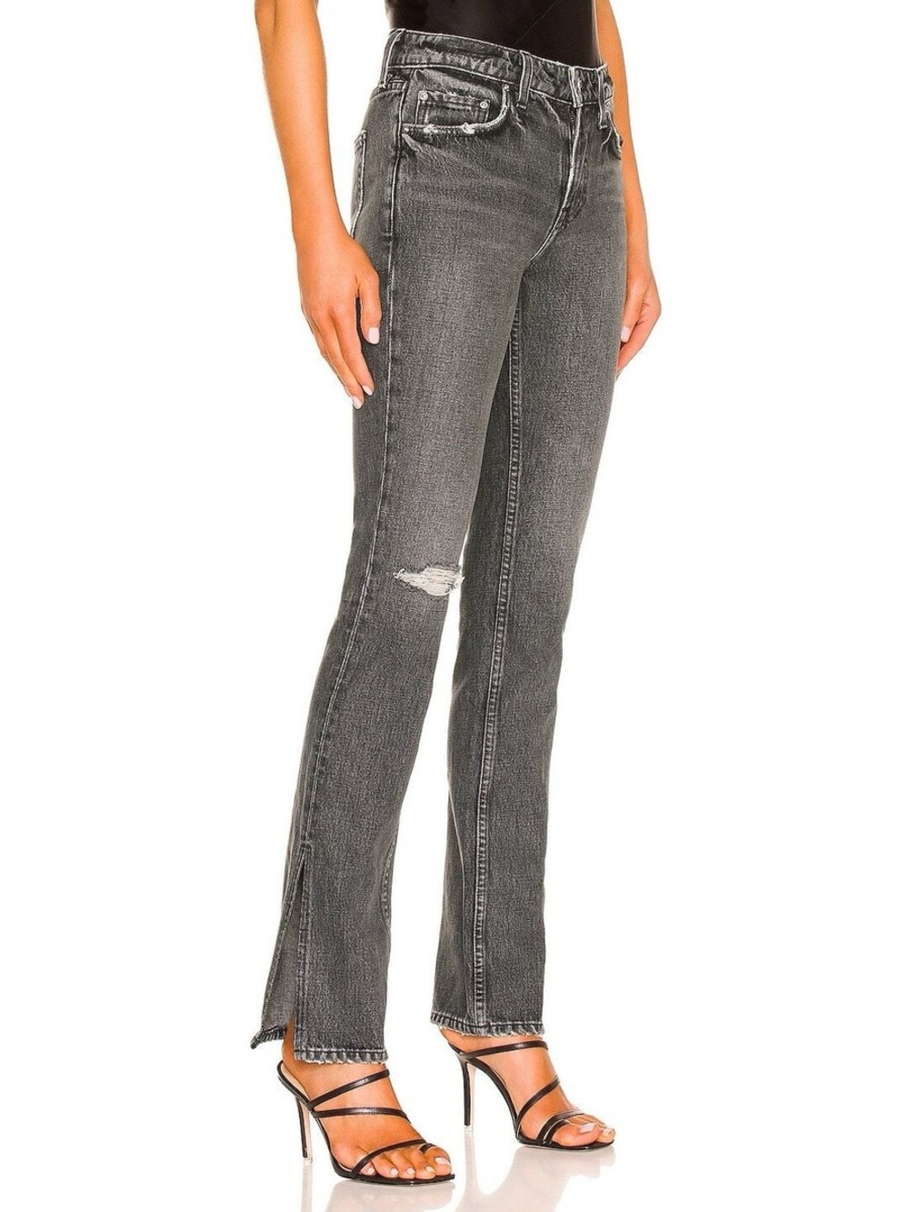 GRLFRND The Hailey Low Rise Slim Boot With Slit In Empire State Size 24